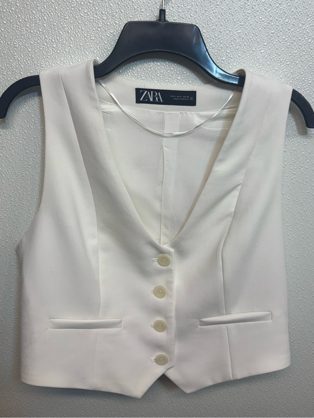 ZARA Cream Button-Front Tailored Vest Sz S (D-58)